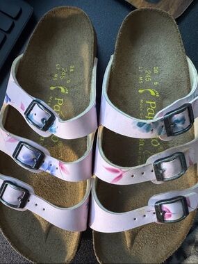 Birkenstock Pink Floral Triple-Strap Kids Sandals